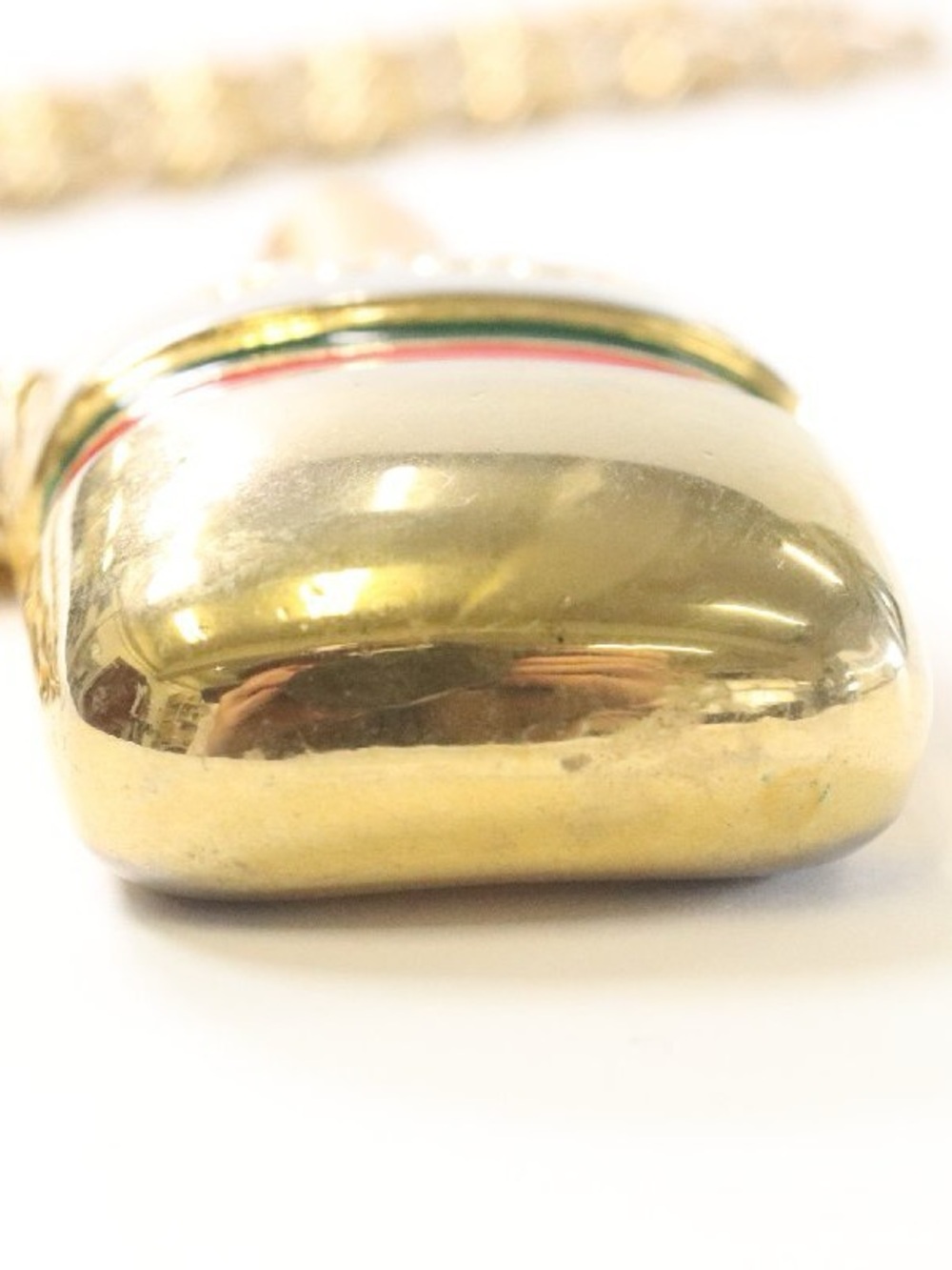 Vintage Gucci Gold-Tone Perfume Bottle Necklace with Green and Red Stripes - Picture 6 of 8